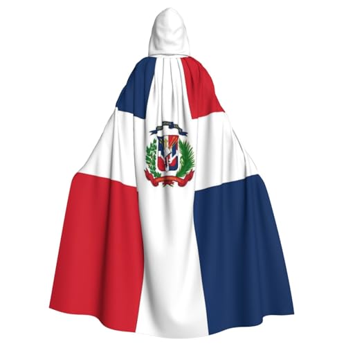 WFUUGNJ Dominican Flag Hooded Cape Cloak for Men Women Halloween Robe Party Cosplay Costume Patriotic Decoration