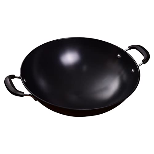 Wok de hierro fundido tradicional chino, 36 cm