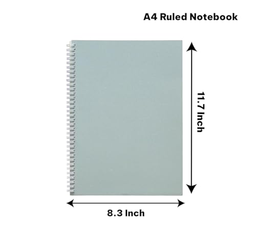 Image of INNAXA College Ruled A4 Spiral Notebook | 3 Pastel Color Lite-Pink, Green, White -100 GSM Paper | Premium Ruled Lined Journal Set for Office, College, and Professional Note-Taking (Pack of -3)