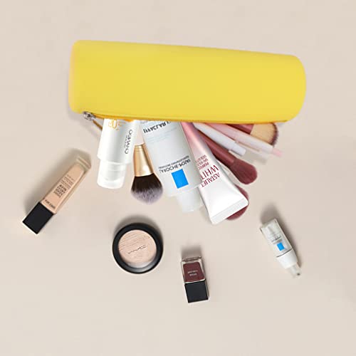 Image of Oyachic Small Slim Pencil Case Pen Pouch Aesthetic Estuche para Lapices Silicone Pencil Pouch Cute Pen Bag with Zipper Organizer for Women