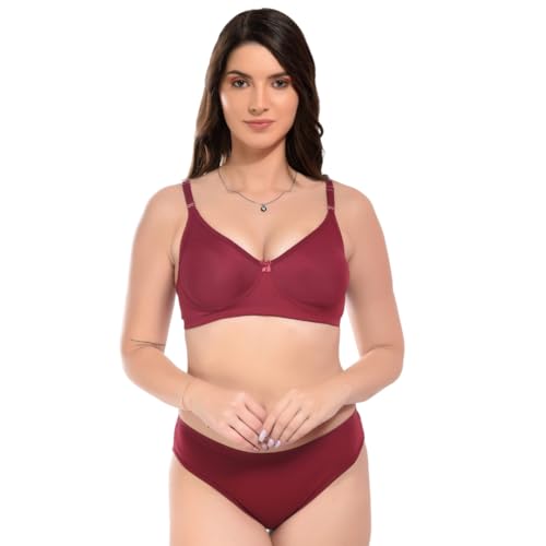 Image of SGC Women Cotton Blend Lingerie Set||Lightly Padded Wirefree Bra & Panty Set||Bridel Set for Women & Girls