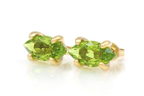 Boucles d'oreilles péridot marquise idée cadeau femme pierre de naissance