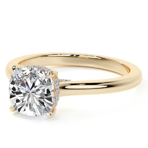 2.5 CT Cushion Cut Moissanite Solitaire Engagement Rings for Women Gold 10K Solid Gold Promise Ring