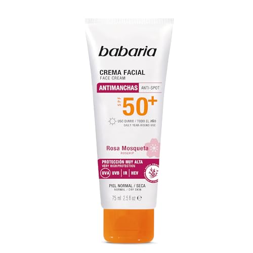 Miniatura 7 de Babaria Protector Solar Facial SPF50+ Antimanchas con Rosa Mosqueta 75 ml – Antiarrugas, Hidratante y Coral Friendly - Crema Solar Facial 50 Mujer