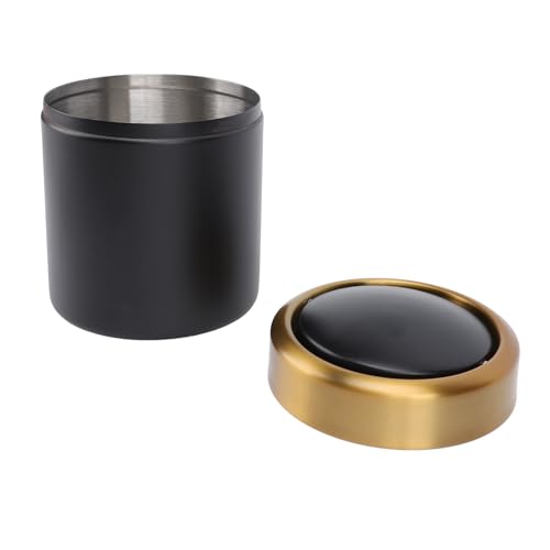 Bote de basura pequeño de acero inoxidable negro para mesa papelera con tapa 7