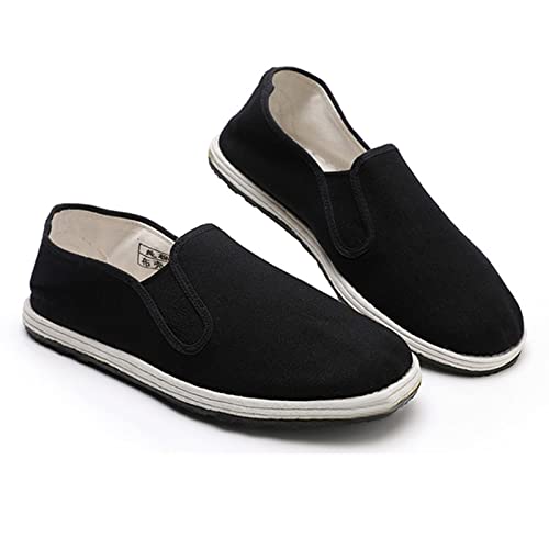 Men's Traditional Chinese Style Kung Fu Tai Chi Old Beijing Martial Arts Slip-On Shoes, Comfortable Soft Canvas Rubber Sole Tai Chi Closed Slippers, Non-Slip, Fashionable, Breathable