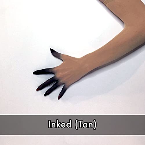 Image of Unicorns Poop Glitter Nude Illusion Second Skin Sheer Seamless Gloves with Elastic Top Seam in Beige, Tan; Over Elbow; Unisex