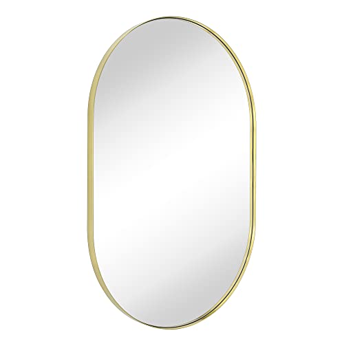 Vana Nala Oval Bathroom Mirror 20X30 Gold Pill Shaped Bathroom Vanity Mirror Stainless Steel Metal Frame Vertical Or Horizontal Hanging #TOP1