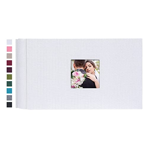 Mublalbum 4x6 Photo Album, 100 Pockets, Linen Cover with Window, White
