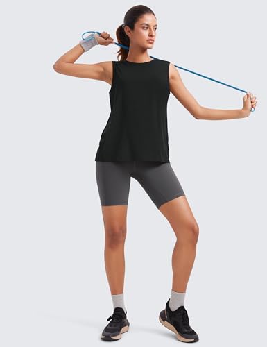 CRZ YOGA Pima Cotton High Neck Tank Basic Workout Sleeveless Tops for Women Soft Casual Athletic Yoga Shirts3