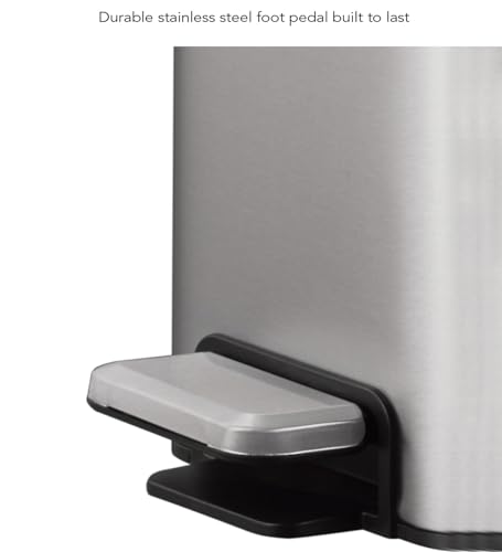Image of Obsessions EKO Stainless Steel Step Trash Can - 3+3 Litre Dual Compartment Dustbin with Pedal & Removable Liners, Metallic for Kitchen & Bathroom