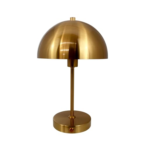 Dyberg Larsen Stockholm Tischlampe 2.0 Gold | Wiederaufladbare Schreibtischlampe | Nachttischlampe mit 6 Stunden Akkulaufzeit | Leselampe für den Innen & Außen | LED Lampe Dänischen Design