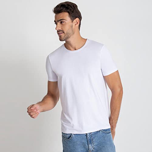 Camiseta Modal Básica, basicamente., Masculino, Branco, M