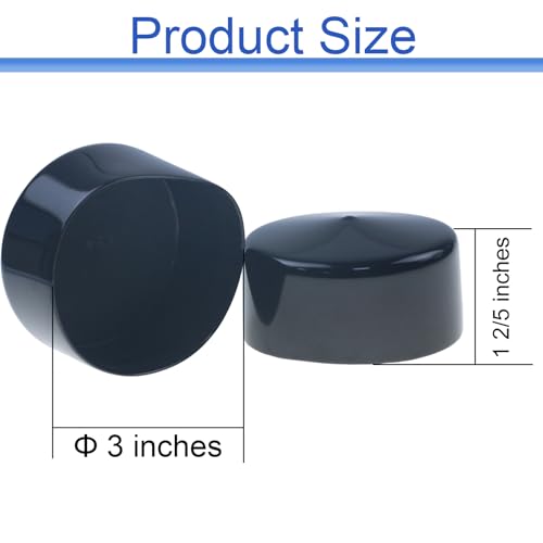 Image of Acocony 3 Inch Rubber Cap (76.20 mm) Round Black Pack of 8 | 3 inch PVC Rubber End Caps Dustproof, Protective & Aesthetic Flexible Covers for Tubing, Pipes, Poles, Bolts & More