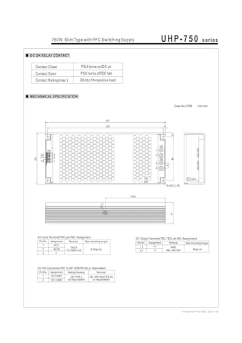 Alimentation à découpage 750W UHP-750-36 de haute précision