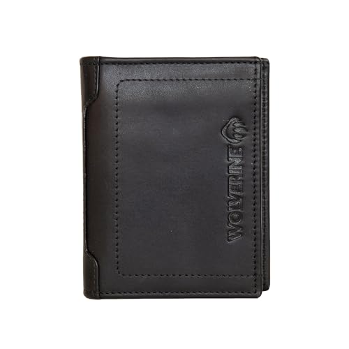 WOLVERINE Men's Bifold Wallet | RFID Protection | Card Slots | Bill Pocket | Durable | Rugged | Leather | Canvas, Guardian Hook & Loop-Oynx, One Size