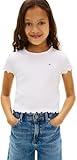 Tommy Hilfiger Essential Rib Top SS KG0KG08590 Other Tops para niña, Color Blanco (Blanco), 10 años