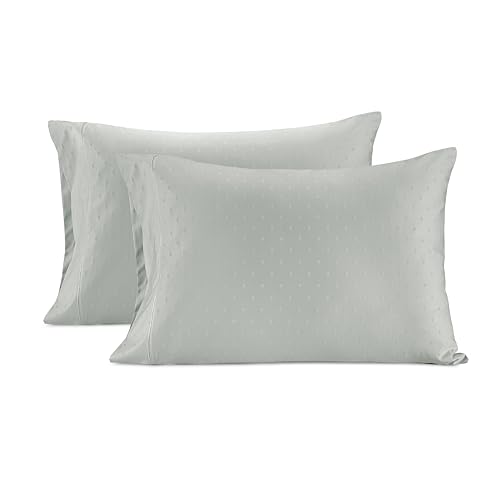 LANE LINEN Pillow Case Covers King, Set of 2, 100% Egyptian Cotton Sateen, Soft Cool & Smooth 1000 Thread Count Pillow Cases - Swiss Dot - Mineral