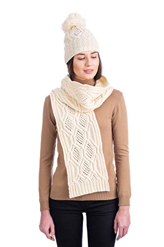 SAOL 100% Merino Wool Irish Knit Scarf for Women - One Size4