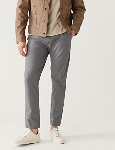 Image of Marks & Spencer Mens Solid Mid Rise Slim Fit Lightweight Trouser