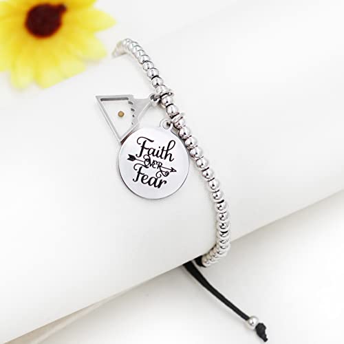 Image of Uloveido Copper Brass Beads Ball Bracelet Adjustable Braided Rope Bracelet with Mustard Seed Charm