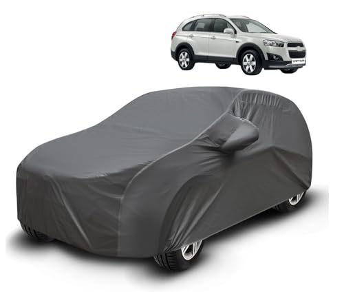 Image of Auto Hub Waterproof Car Cover Compatible with Captiva with Mirror Pockets, Soft Cotton Lining, Captiva Car Cover Waterproof, Grey