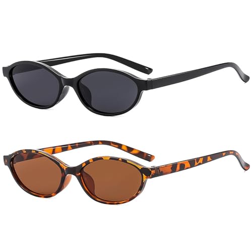 Ya en mundofriki.es: 2 gafas de sol ovaladas, ovaladas, pequeñas gafas de sol de ojo de gato, gafas de sol vintage de los 90, modernas, estrechas para hombre y mujer, regalo de viaje (estampado de leopardo + negro)