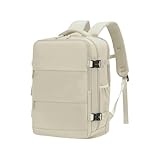 Fryloo Mochila Nueva De Cabina para Mujer 2026 Bolso Mano Computadora Portátil Aprobado por Aerolíneas, Equipaje Debajo del Asiento Ryanair Y Wizz Air-Blanquecino