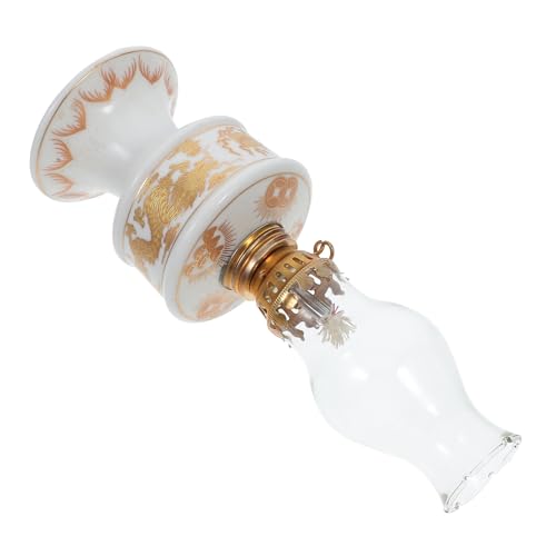 DEARMAMY Lámpara de Aceite Vintage de Cerámica y Vidrio para Interiores Mini Lámpara de Queroseno con Llama Constante Decoración Retro y Luz de Emergencia Adecuado para Hogar y Camping