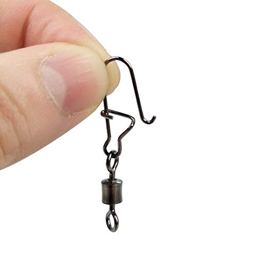 ICE SEA 100pcs Ball Bearing Barrel Swivel with Duo-Lock Snaps Stainless Steel Fast Rolling Swivels Fishing Line Lure Connectors Test 22LB-66LB (#2-100pcs) - Thumbnail 3