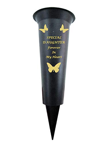 Special Verse Graveside Memorial Grave Spiked Flower Vase (Daughter, 1 Pack)
