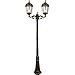 GAMA SONIC Outdoor Solar Lamp Post Light Kit, Royal Bulb 120 Lumens, Double Head Weathered Bronze Cast Aluminum and Clear Beveled Glass Post Lamp, Light Pole, and Warm White Light 2700K, 98B302