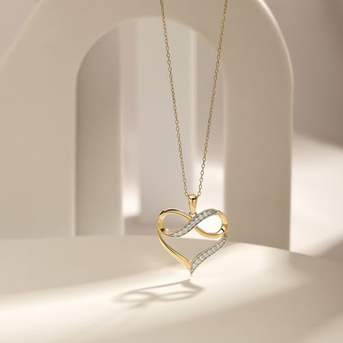 Cali Trove 1/4Ct & 1/20Ct Natural Diamond Single Heart Infinity Pendant For Women In 10Kt Gold | Silver Necklaces For Women | Gold Jewelry Necklace | Elegant Gifts For Her in White, Yellow & Pink - Image 4