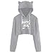 Produktbild Dtuta Kapuzenpullover für Damen, Mode Cat Ear Fans Crop Top Hoodie Kapuzenpullover Lässig Sweatshirt,Pullover Damen Bauchfrei,Mädchen Baseball Hoodie Pulli Kapuzen Kurz Oberteile Shirt