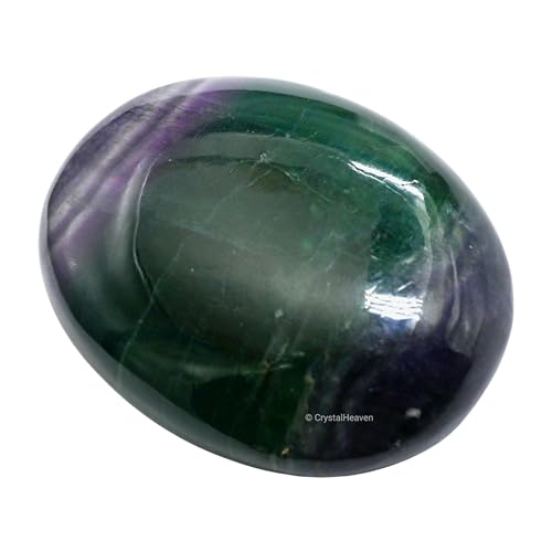 Image of Crystal Heaven Certified Fluorite Crystal Palm Pebbles Stones For Anxiety Stress Relief Massage - Aaa Grade Original Healing Gemstone Agate Palm Stone For Yoga Meditation Spiritual Reiki Feng Shui