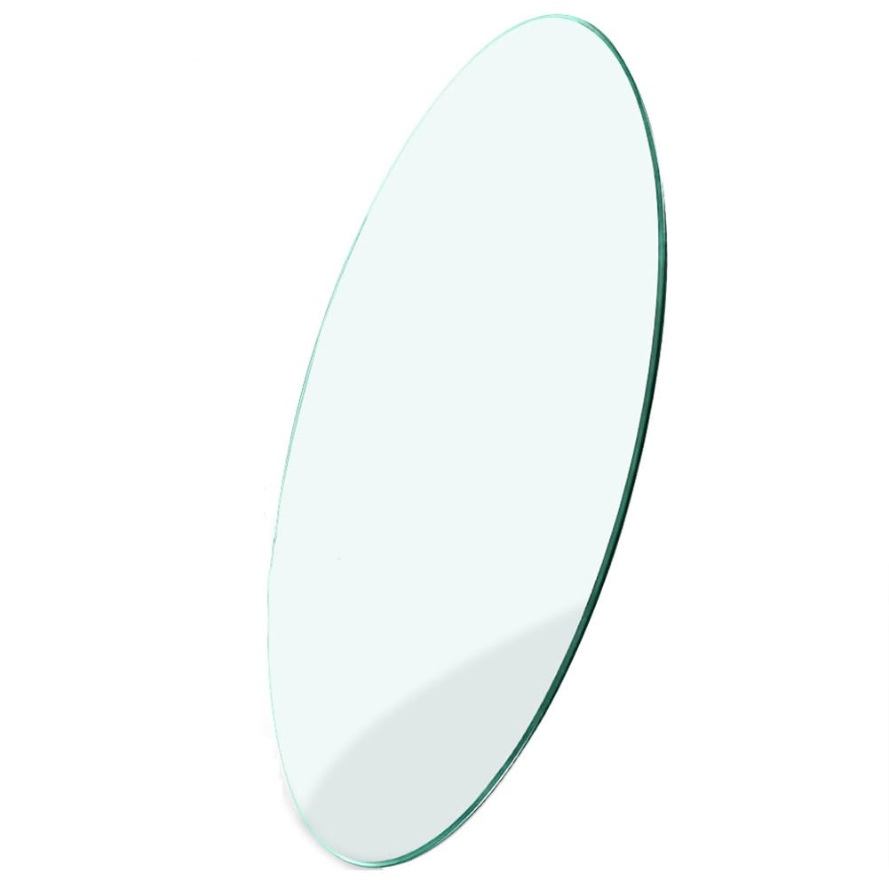 Plateau de Table en Verre Clair Rond, Plateau de Table en Verre Trempé Transparent, Verre de Remplacement avec Bord Crayon Poli pour Table Basse et Table de Salle à Manger(50CM(20INCH))