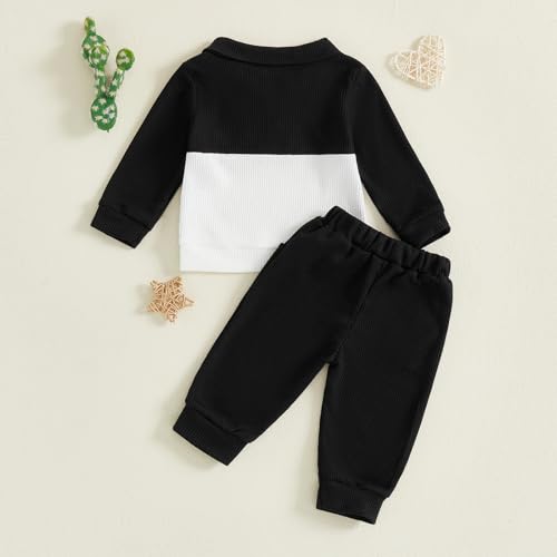 Image of VISGOGO Baby Boy Clothes Toddler Fall Winter Outfit Sweater Toddler Boy Striped Clothes 6 12 18 Months 2 3T 4T Pant Set