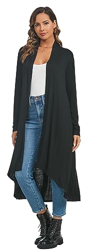AvaCostume Womens Casual Lightweight Drae Long Sleeves Cardigan Front Open Maxi Dusters
