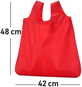 AKH® Extra Strong Fold Away Shopping Bag - Reusable Foldable ECO Grocery Bags and Handy Travel Bag UK (Red)