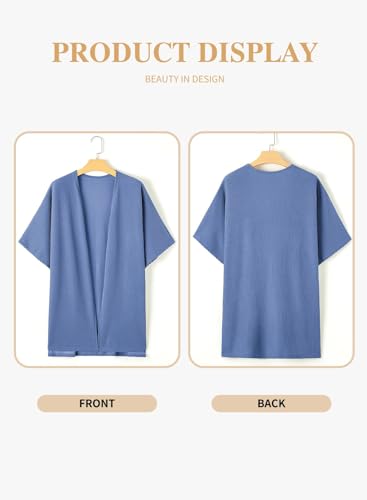 Image of Eytino Women Plus Size Lightweight Cardigan Half Sleeve Ribbed Knit Kimono Cardigans Tops(1X-5X)