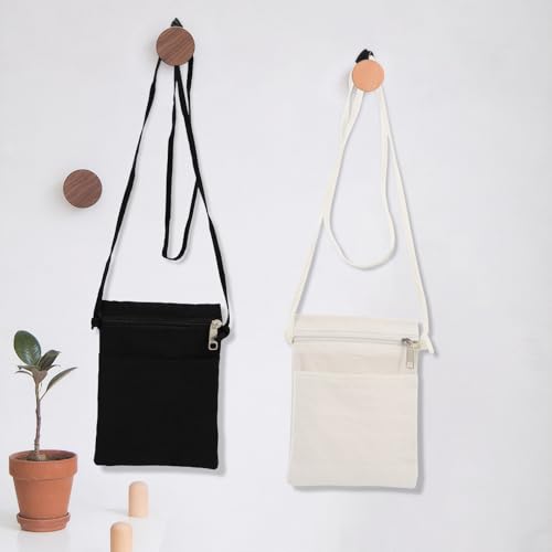 2 PCS Ultralight Phone Purses with Crossbody Strap, Nylon Cell Phone Purse, With Zipper, Adjustable Shoulder Strap, Can store cards, keys and other items, Can Be Used as a Gift (Off White + Black)4