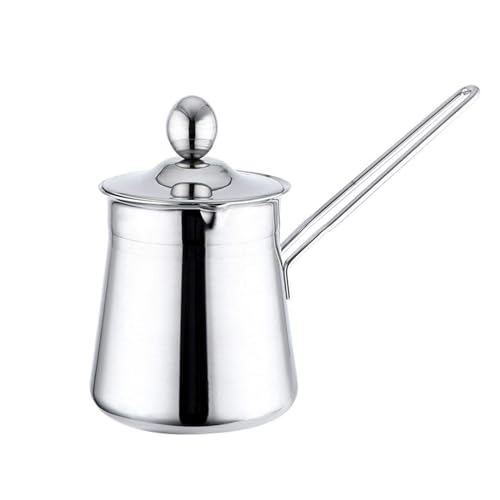 Cafetera de acero inoxidable con tapa y mango largo, compatible con estufas eléctricas, de vidrio, cerámica, a gas, apta para lavavajillas
