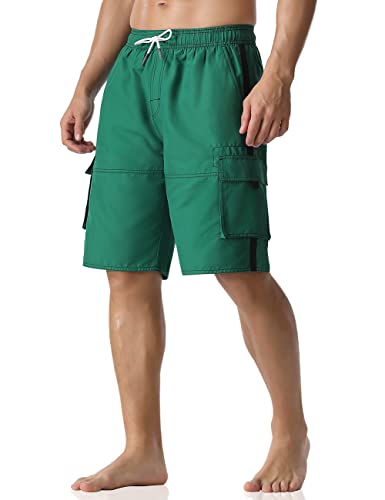 Nonwe Men's Swimming Shorts Lightweight Breathable Boardshorts With Drawstring Green 34 #TOP2