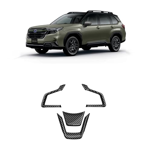 VKINGER 新型 スバル フォレスター SL系 パーツ ステアリングガーニッシュ ステアリングパネル インテリアパネル 内装 カスタム パーツ アクセサリー (カーボン調)