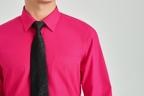 Image of HISDERN Mens Dress Shirt with Tie Pocket Square Set Classic Button Down Shirt Matching Tie Long Sleeve Shirts