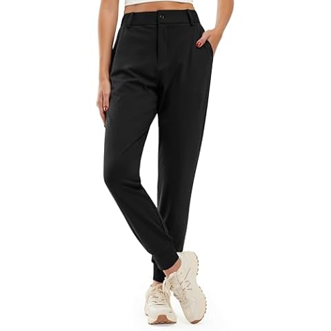Libin Women's 4-Way Stretch Golf Joggers Pants with Pockets, Tapered Athletic Running Sweatpants, Work Dress Casual Slacks for Women, Black M Cover