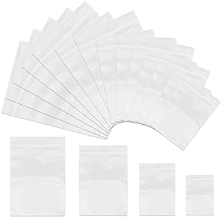 Grip Seal Bags - SOOKIN 400PCS Clear Plastic Bags Sealed Storage Pouches Press Seal Bags Resealable and Durable - for Kitchen Storage, Jewellery, Small Cookies and Sweets (4 Sizes)