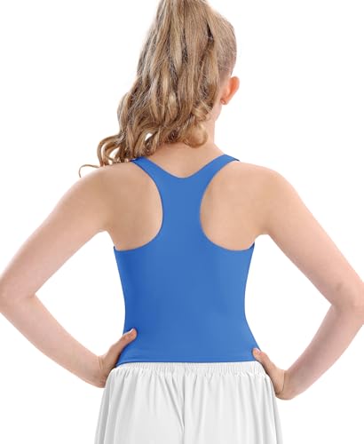 Image of DOCUMO Girls Tank Tops Double Lined Racerback Crop Tops for Kids Sleeveless Workout Tops for Dance, Yoga, Running, Sports