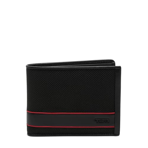 TUMI - Alpha Global Double Billfold - International Bills Wallet - Secure and Durable - Black/Red