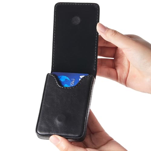 Image of Outus 2 Pcs Business Card Holder, PU Leather Business Card Case Pocket Wallet with Magnetic Shut for Men Women(Black and Light Coffee,Classic)